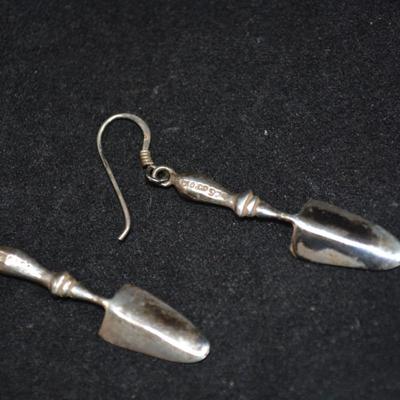 925 Sterling Garden Trowel Drop Earrings 3.2g