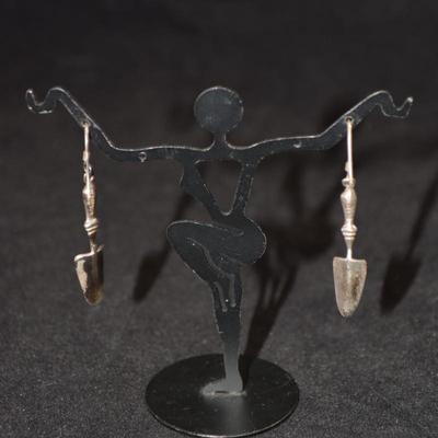 925 Sterling Garden Trowel Drop Earrings 3.2g