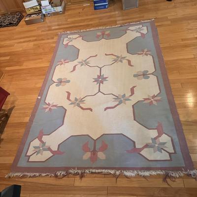 Ivory and Pastel Colored Wool Floor Rug (LLR-DZ)