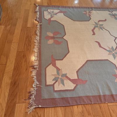 Ivory and Pastel Colored Wool Floor Rug (LLR-DZ)