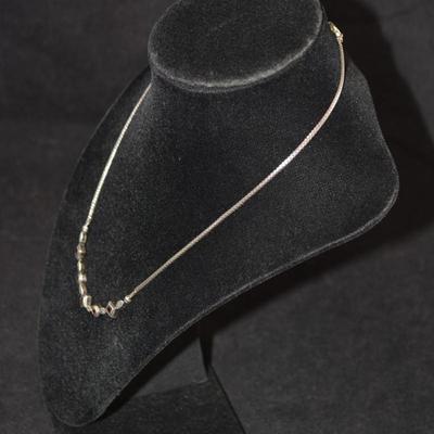 925 Sterling Necklace w/ Tourmaline 18”, 9.3g