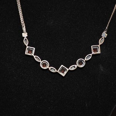 925 Sterling Necklace w/ Tourmaline 18”, 9.3g