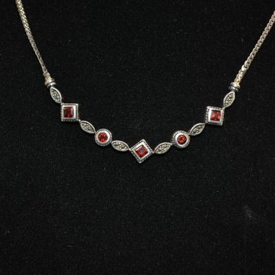 925 Sterling Necklace w/ Tourmaline 18”, 9.3g