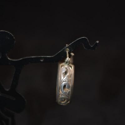 Sterling Floral Filigree Hoop Earrings 7.2g