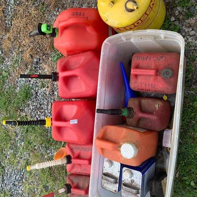 Large Fuel Can Lot - Some Contain Fuel