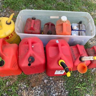 Large Fuel Can Lot - Some Contain Fuel