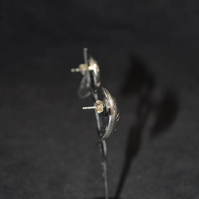 Etched 925 Sterling Half Dome Earrings 7.2g
