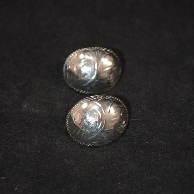 Etched 925 Sterling Half Dome Earrings 7.2g