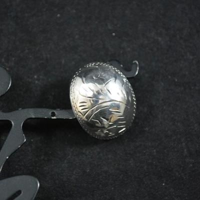 Etched 925 Sterling Half Dome Earrings 7.2g