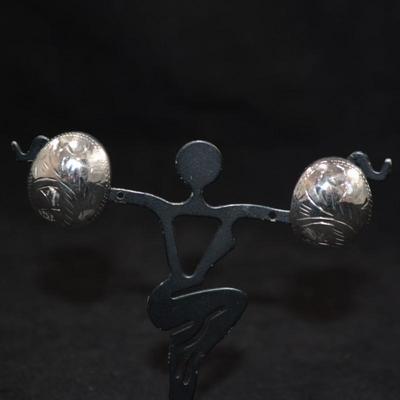 Etched 925 Sterling Half Dome Earrings 7.2g