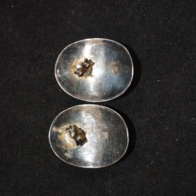 Etched 925 Sterling Half Dome Earrings 7.2g