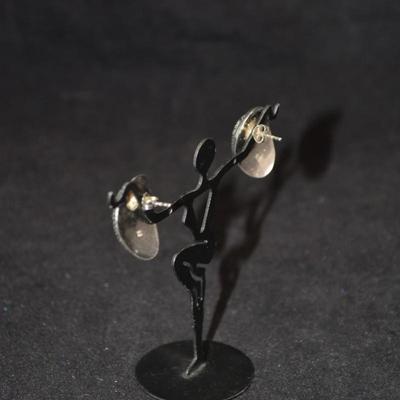 Etched 925 Sterling Half Dome Earrings 7.2g