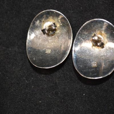 Etched 925 Sterling Half Dome Earrings 7.2g