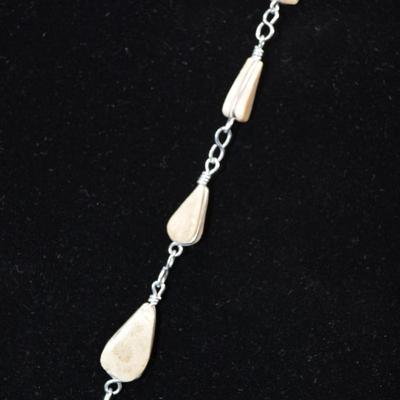 Sterling Wire Chrysanthemum Coral Necklace & Earrings 20” 31.8g