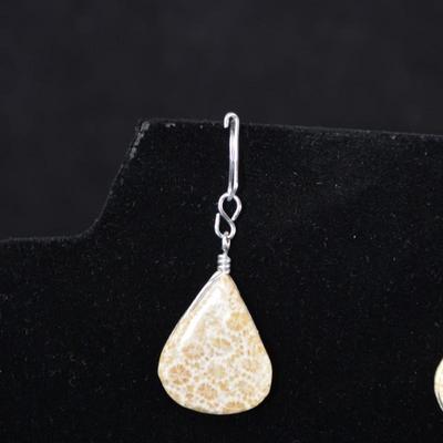 Sterling Wire Chrysanthemum Coral Necklace & Earrings 20” 31.8g