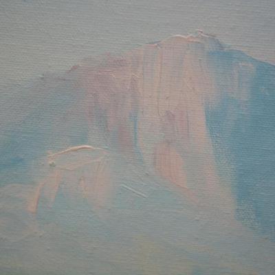 Original Acrylic Landscape on Canvas in Gold Painted Wood Frame