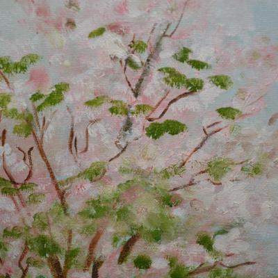 Original Acrylic Landscape on Canvas in Gold Painted Wood Frame