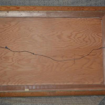 Original Acrylic Landscape on Canvas in Gold Painted Wood Frame