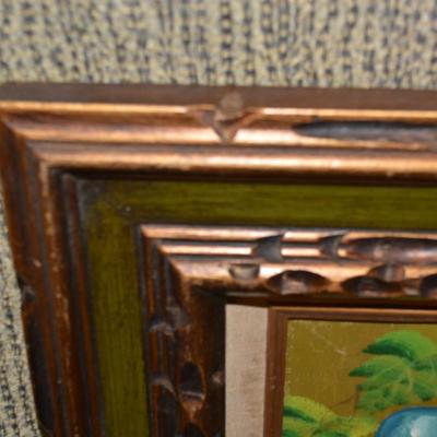 Vintage Vibrant Fruit Still Life Signed Vasquez in Ornate Wood Frame