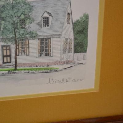 Set of 2 Vintage Framed Williamsburg, VA Prints 18.25”x14.25”