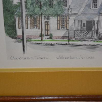 Set of 2 Vintage Framed Williamsburg, VA Prints 18.25”x14.25”
