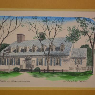 Set of 2 Vintage Framed Williamsburg, VA Prints 18.25”x14.25”
