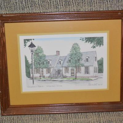 Set of 2 Vintage Framed Williamsburg, VA Prints 18.25”x14.25”