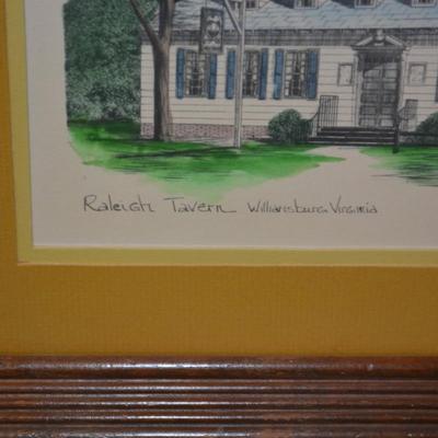 Set of 2 Vintage Framed Williamsburg, VA Prints 18.25”x14.25”