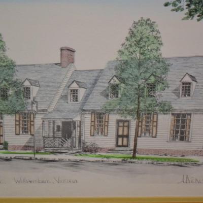 Set of 2 Vintage Framed Williamsburg, VA Prints 18.25”x14.25”