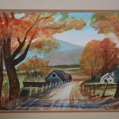 Framed & Matted Farm- scape Print by Ed Dorr 21”x17.25”