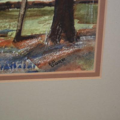 Framed & Matted Farm- scape Print by Ed Dorr 21”x17.25”