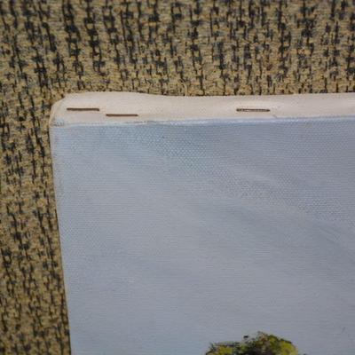 Small Original Acrylic on Canvas Barn, Signed by Artist