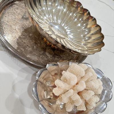 Beautiful Gorham silverplate pieces and coral