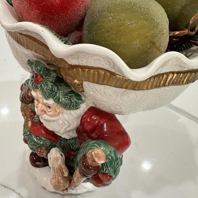 Fitz and Floyd Santa bowl and fruit