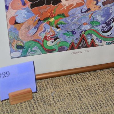 Framed & Matted ‘Creation’ 2002 Signed Sawai Chinnawong 24.25”x17.75”