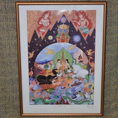 Framed & Matted ‘Creation’ 2002 Signed Sawai Chinnawong 24.25”x17.75”