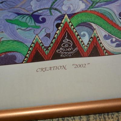 Framed & Matted ‘Creation’ 2002 Signed Sawai Chinnawong 24.25”x17.75”