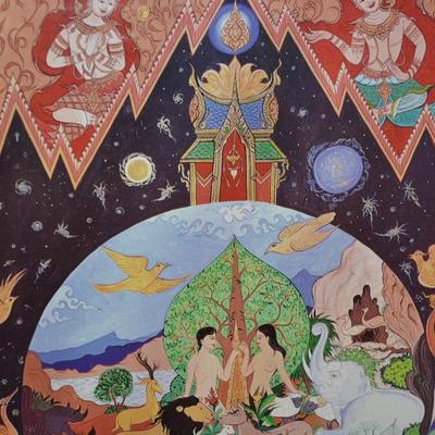 Framed & Matted ‘Creation’ 2002 Signed Sawai Chinnawong 24.25”x17.75”