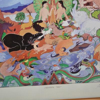 Framed & Matted ‘Creation’ 2002 Signed Sawai Chinnawong 24.25”x17.75”