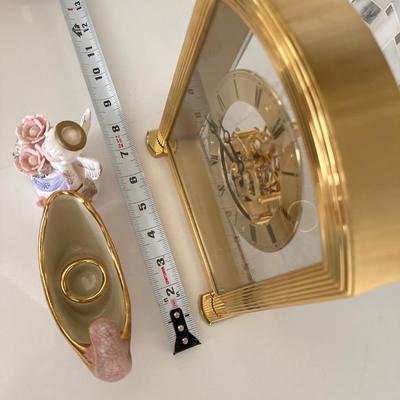 Gold Seiko Clock, October figurine and candleholder
