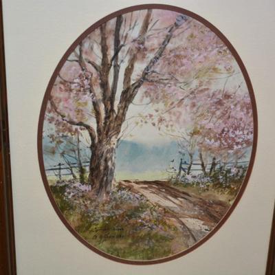 Framed, Matted, Signed Ed Gifford ‘Spring Lane’ Wall Art 18.5”x14.25”
