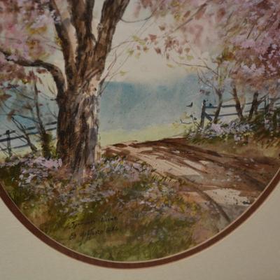 Framed, Matted, Signed Ed Gifford ‘Spring Lane’ Wall Art 18.5”x14.25”
