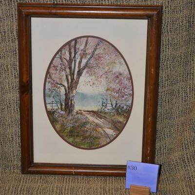 Framed, Matted, Signed Ed Gifford ‘Spring Lane’ Wall Art 18.5”x14.25”