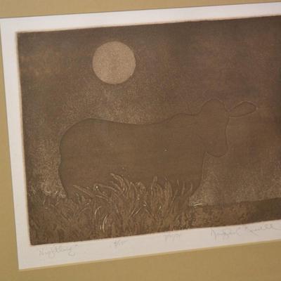 Vintage ‘Nightling’ Lithograph 4/15 by Douglas Russell 16.5”x15”