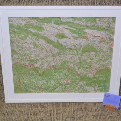 Framed Blue Ridge Mountains Map 23.5”x19.75”