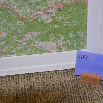 Framed Blue Ridge Mountains Map 23.5”x19.75”