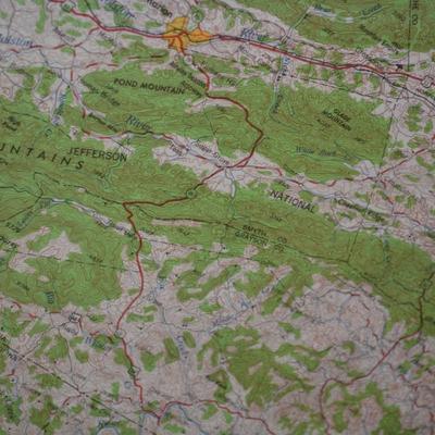 Framed Blue Ridge Mountains Map 23.5”x19.75”