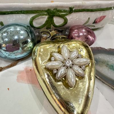 Mercury Glass Decor, book and dish