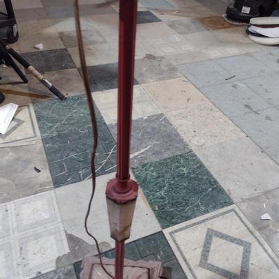 Antique Metal Floor Lamp with Milk Glass Shade