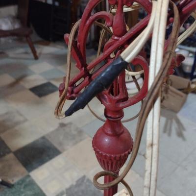 Antique Metal Floor Lamp with Milk Glass Shade
